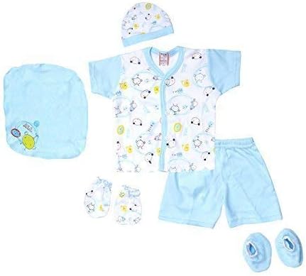Little Hub New Born 6 pcs Unisex Baby Gift Set (Blue, 0-3 months)