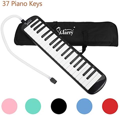 Glarry 37 Key Melodica Instrument Keyboard for Music Lovers with Mouthpiece with Hose Bag Black (37-key, Black)