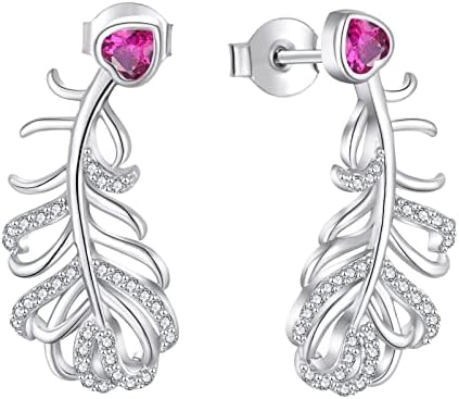 JO WISDOM 925 Sterling Silver Feather Earrings for Women