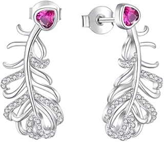 JO WISDOM 925 Sterling Silver Feather Earrings for Women