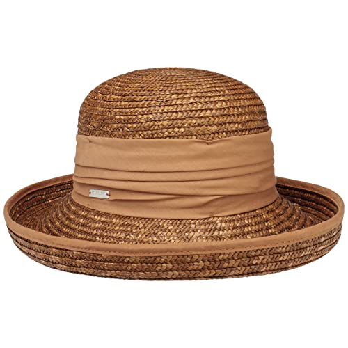 Chapeau en paille Seeberger marron réglable contre la chaleur et le soleil d'été