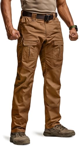 Image of CQR Men's Flex Ripstop Tactical Pants, Water Resistant Stretch Cargo Pants, Lightweight EDC Hiking Work Pants