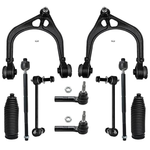 Image of Detroit Axle - RWD Front End Suspension Kit for Chrysler 300 Dodge Magnum Charger Challenger, 2 Upper Control Arms 4 Tie Rods 2 Stabilizer Sway Bar Links 2 Boots Replacement - 10pc Set