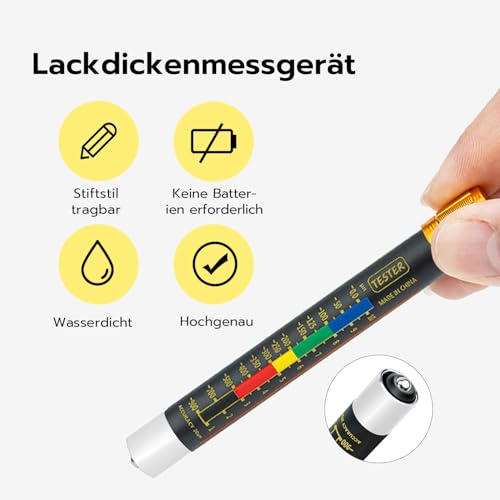 Mcbazel Schichtdickenmessgerät Magnetische, Lackdickenmessgerät, Lackmessgerät Auto