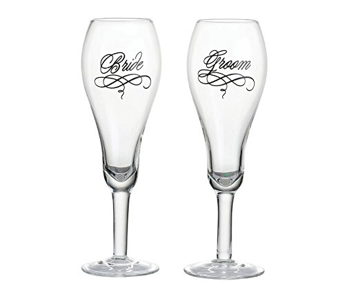 Lillian Rose Bride and Groom Wedding Toasting Glasses, clear (G705)