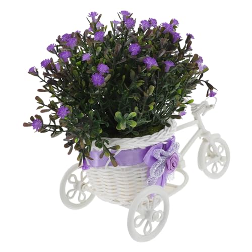 HOOTNEE Planta Bonsái Artificial Maceta de Bicicleta Decoración de Flores Falsas Adorno de Oficina y Hogar Compacto y Color