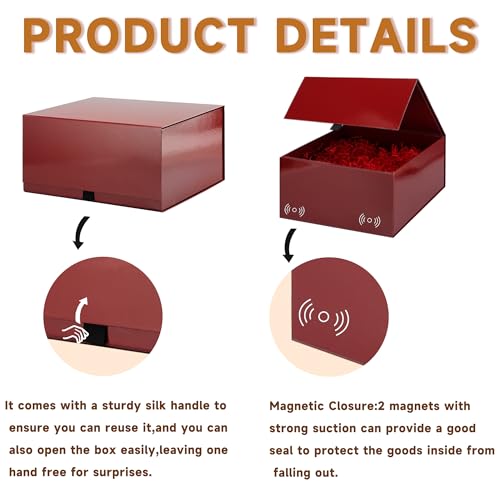 Image of Rsgift 2 Pack Red Gift box,14x11x7 inch Packaging Gift Boxes with Lids for Valentines Day,Large Gift Boxes for Presents Birthday Christmas,Thanksgiving Day