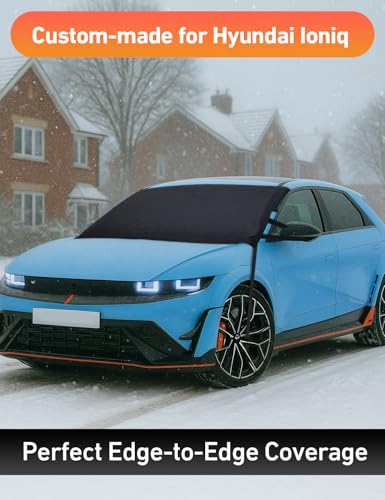 Image of EcoNour Car Snow Cover Compatible for Hyundai Ioniq 5 Ioniq 6 | Windshield Cover for Ice and Snow with S-Hook Straps | Heavy-Duty 600D Oxford Winter Car Cover, Waterproof & Anti-Slip