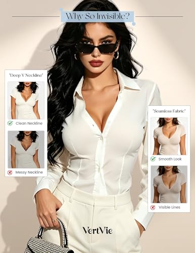 Image of Vertvie Jelly Wireless Bras for Women Push Up Plunge Seamless T-Shirt Bras No Underwire Supportive Full Coverage Bralettes