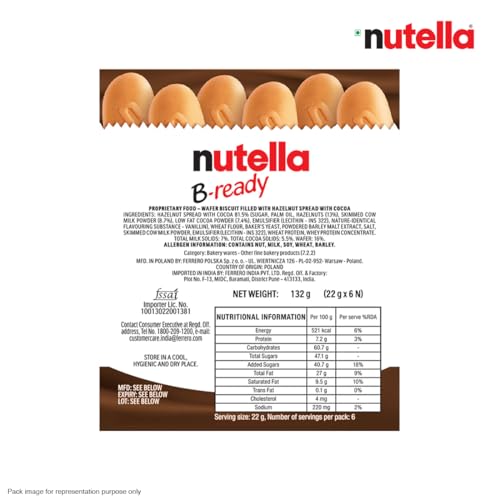 Image of Nutella B-Ready Wafer, 6 X 22 g