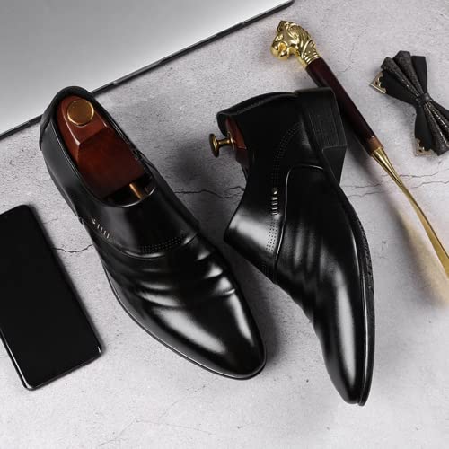 BORAMAX Men's Dress Shoes Slip-On Loafers Formal Wedding Shoes for Men Fashion Metal Strip Decoration Business Leather Shoes3