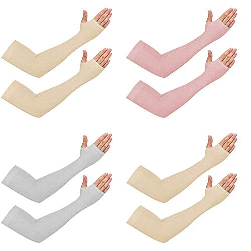 TENDSY UV Protection Cooling Arm Sleeves for Men & Women for Bike Riding/Running/Outdoor Activities (Combo of 4 Pairs, Free size, Multicolor-D1)