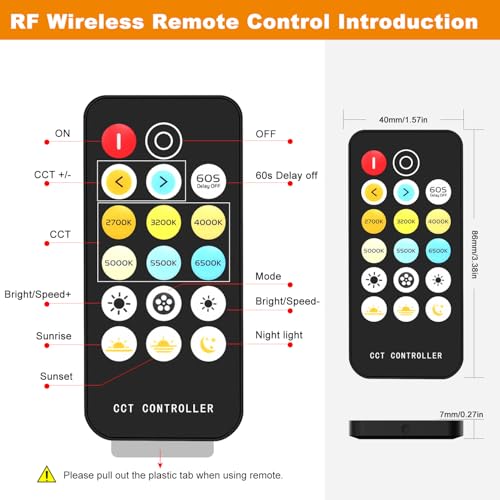 Image of RF Remote Dimmer for PAUTIX CCT Tunable COB LED Strip Lights,17-Key Wireless Remote and Controller DC 5-24V for CCT COB LED Tape Lights,Timer Function