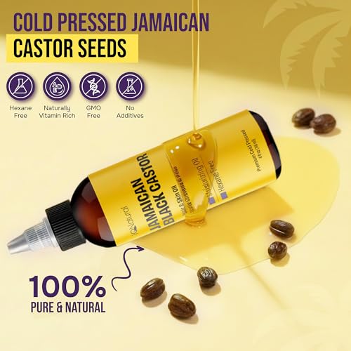 4oz Organic Cold Pressed Jamaican Black Castor Oil for Hair Growth and Damaged, Dry Scalp - Unscented, Hexane-Free