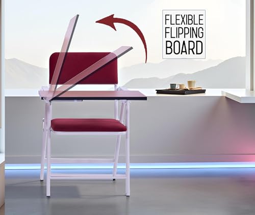 Image of Spacecrafts Folding Cushion Study Chair | Space Saving | Desk Chair | Powder Coated with Cushion | Chair with Writing Pad