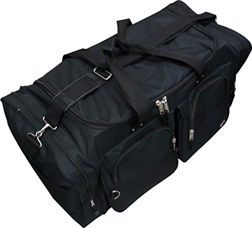 22"/25"/30" Heavy Duty Polyester Duffel Gym Bag Sports Travel Carry-on Duffel (Black, 22")3
