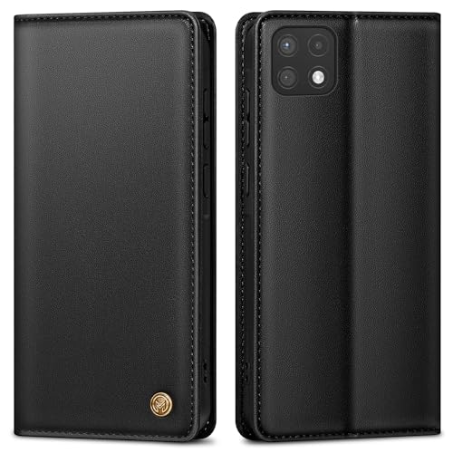 AIMOYU Handyhülle für Samsung Galaxy A22 5G Hülle Premium Lederhülle Schutzhülle Tasche für Samsung A22 Hülle Wallet Kartenfach Standfunktion Klappbar Flip Case für Galaxy A22 5G Hülle Schwarz