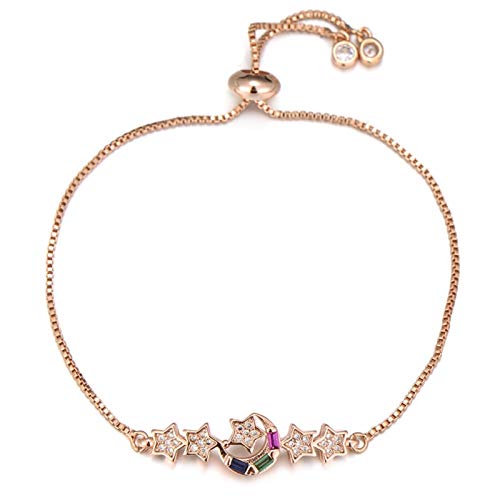 Joyas de fiesta de bodas pulsera slider de luna y estrella con circonitas para invitadas