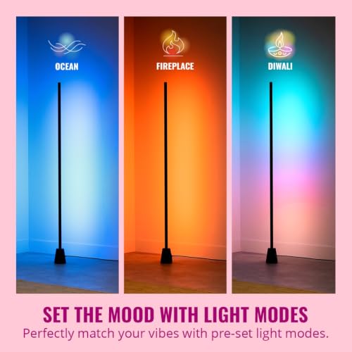 Image of WiZ Connected Gradient Floor Light, Multi-Color LED Light Strip, Sleek Design and Easy Setup, RGBIC LED Strip Lights, Floor Lamp Connects to Wi-Fi, Voice /App Control