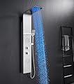 POPFLY Shower Panel Tower System with Shelf, LED Mist & Rain Shower Head, 304 Stainless Steel Shower Tower, 2 Body Jets, Tub Spout, Brushed