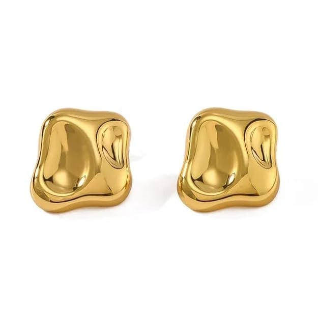 VIEN® Tarnish Free Gold Plated Stainless Steel Stud Earrings Women Fashion Jewelry Geometric Hammered Irregular Statement Earrings (B0DCG5Z2T7) Amazon Price History, Amazon Price Tracker