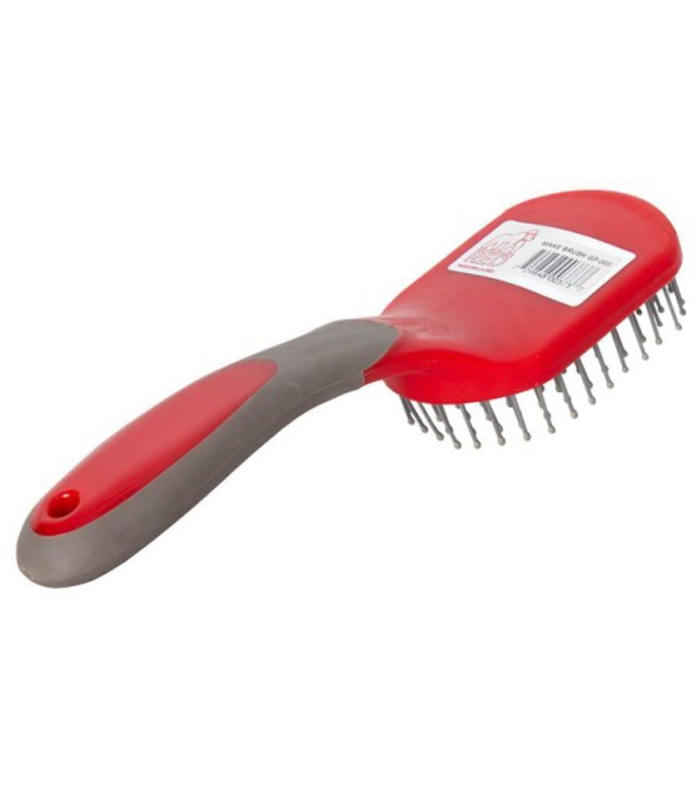 Red Gorilla Mane and Tail Brush for Horse Grooming and Cleaning Removes Knots Dirt and Tangles Sturdy Bristles