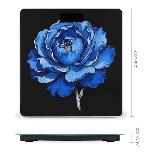 Báscula digital azul con diseño floral y plataforma de vidrio templado miniatura 2