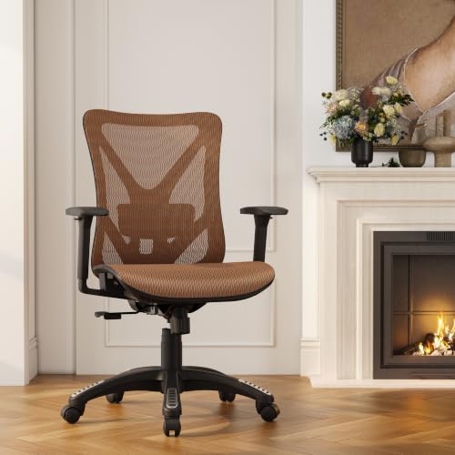Image of Ergonomic Office Chair, Mesh Computer Desk Chairs with BIFMA X5.1 Certified, Adjustable Lumbar Support, 3D Arm, Tilt Back, Wide Seat, Comfy Swivel Work Task Chair for Company and Home (Sunset Orange)