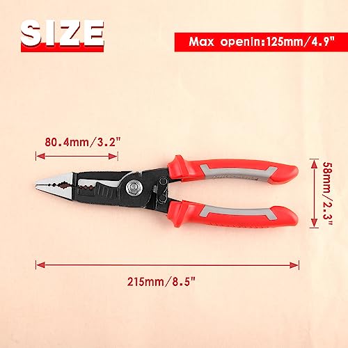 Leontool 6 In 1 Multifunctional Electrician Pliers 8 Inch Heavy Duty Long Nose Pliers With Wire Stripper Crimper Cutter Needle Nose Pliers For Electrical Wiring Work Industrial Or Household #TOP6