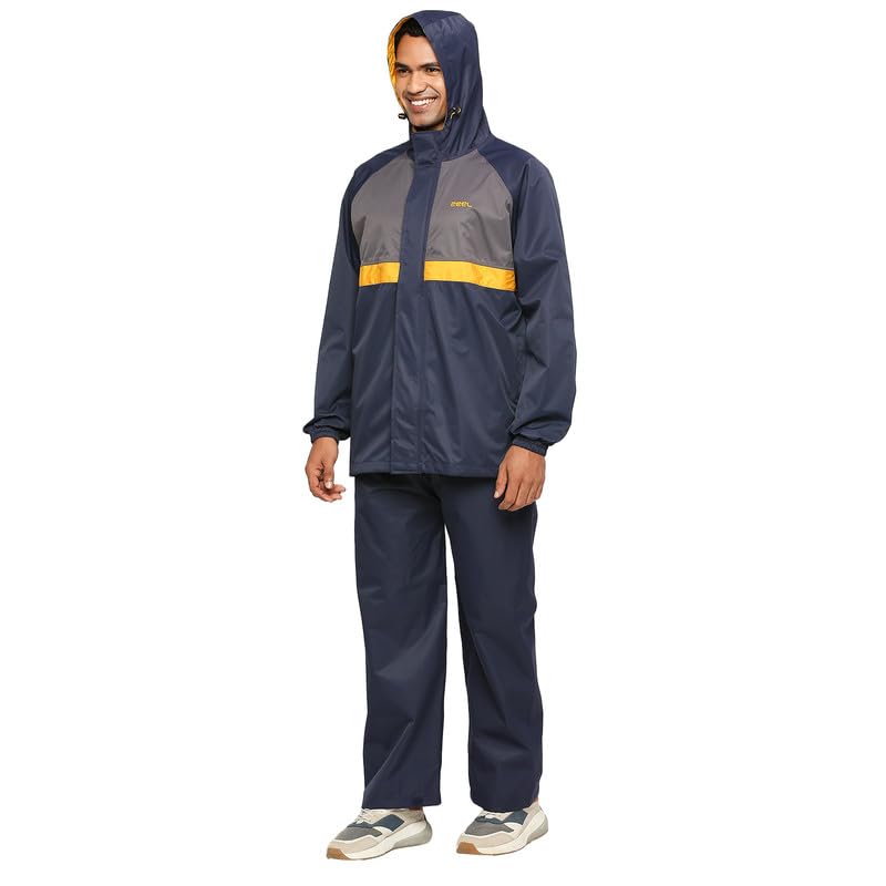 Image of ZEEL Rain Coat for Men Waterproof for Bike Riders with Adjustable Hood and Pocket,Waterproof Raincoat with Polyester Jacket,Pants,ZT103