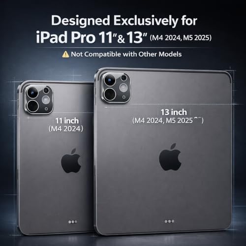 Image of Mizi 3 Pack Camera lens protector for iPad Pro 11 & 13 Inch (M4 2024, M5 2025) 9H Hardness, Ultra HD, Anti-Scratch, Case Friendly [Does not Affect Night Shots]