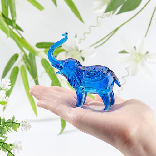Sculpture d'éléphant en cristal bleu : objet de collection pour salon - 4