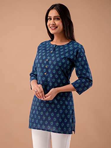 Image of feranoid Women Cotton Printed Straight Short Kurti