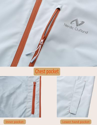 Image of NORDIC OUTLAND Rain Jacket Men,Waterproof Breathable Long Raincoat with Hood Mesh Lining,Windbreaker for outdoor activities