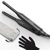 Wavytalk Pencil Flat Iron, 3/10' Small Iron for Short Hair, Pixie Cut and Bangs, Tiny Beard Straightener with Dual Voltage & Adjustable Temp, Mini Hair Edges Heating Up in 15s