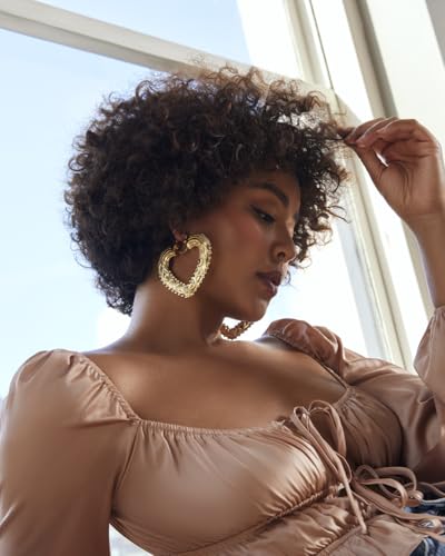 Sister Love - Queen of Hearts 18K Yellow Gold over Sterling Silver Regal Heart Hoop Earrings, 60mm (Large)2