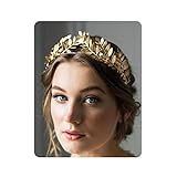 Chargances Bridal Gold Leaf Crown Headband Bridal Tiara Gold Leaf headpiece for Wedding Prom Festival Bridesmaid Hair Accessoriecs(Gold)
