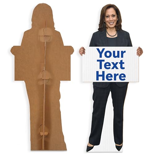 Generic Personalized Kamala Harris Stand Up - Your Text Here - Custom Life Size Kamala Cutout, 6 Size Options Plus Actual Kamala Size Cutout - Election 2024 Decor, Tan/Navy/Red/White