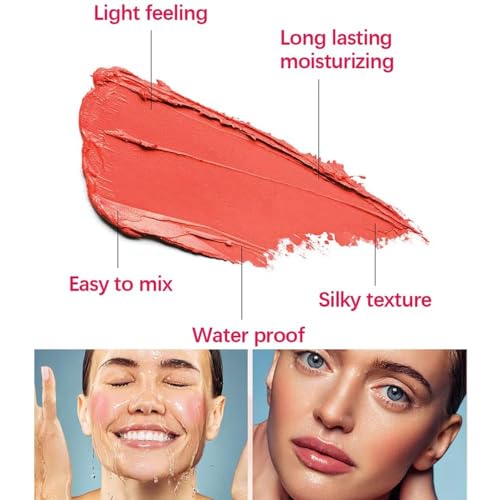 GELATO BEAUTY Multi-Use Makeup Stick for Cheeks and Lips with 2-in-1 Beauty Blush Stick with Soft Cream(Hot Red) - Image 3