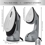 True & Tidy 2-in-1 Iron and Handheld Steamer, 1600W Dual Heating System with Ceramic-Coated Plate, LCD Display, No-Drip Technology, 3 Fabric Modes, Portable Garment Steamer for Home & Travel - Image 2