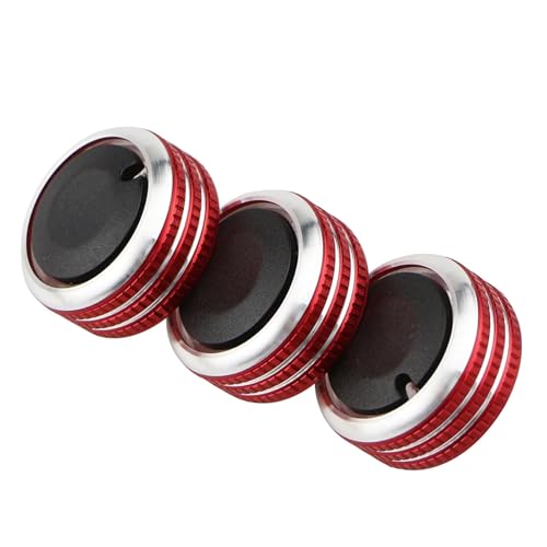 LFDTO 3-teiliger Klimaanlagenknopf, passend for Daewoo Matiz, passend for Chevrolet Joy, passend for Exclusive 98, Auto-AC-Klimaanlage, Knopf, Wärmeregler, Schalterknöpfe(Red)
