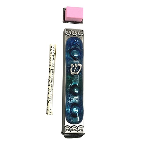 Tamara Baskin Art Glass Mediterranean Sea Mezuzah, Weatherproof Metal Case - Gift Box and Scroll Included - Handmade in the USA - Guaranteed for Life - Image 3