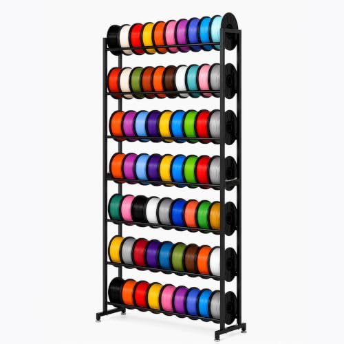 3D Printer Filament Storage Rack, Heavy Duty 7-Tier Large Capacity Metal Filaments Organizer Shelf for 3D Printing Rolls