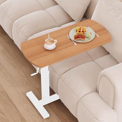 Adjustable Height C Table with Wheels, Mobile Standing Desk Snack Side End Table Sofa Couch Bedside Table Laptop Rolling Cart TV Tray Night Stand Small Space Side Table(80X40X(76~113cm Adjustable))
