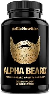 ALPHA BEARD Growth Vitamins | Biotin 10K MCG, OptiMSM®, goMCT®, BioPerine®, Collagen | Beard and Hair Growth Supplement for Men | Regrow Stronger, Thicker, Healthier Facial Hair - For All Hair Types