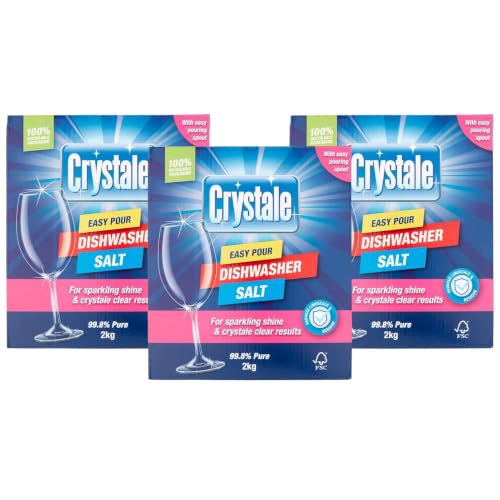 Image of Crystale Dishwasher Salt for Dishwashers and Water Softeners, Enhance Cleaning Results, Streak-Free Glassware Easy-Pour Box 2kg (PACK OF 3(2KG))