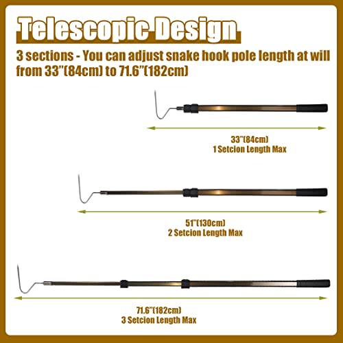 Wamlet 71.6" Snake Hook Retractable Reptile Catcher Stick Tongs Grabber Handling Tool For Rattlesnakes Python Copperhead Removal Catching #TOP2