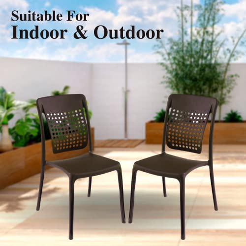 Image of ITALICA Spine Care Plastic Chair for Home, Office, Living Room /Matte Finish Plastic Outdoor Chair /Patio Chairs for Balcony | Suitable for Indoor & Outdoor (2109, Brown, Set of 1 Chair)
