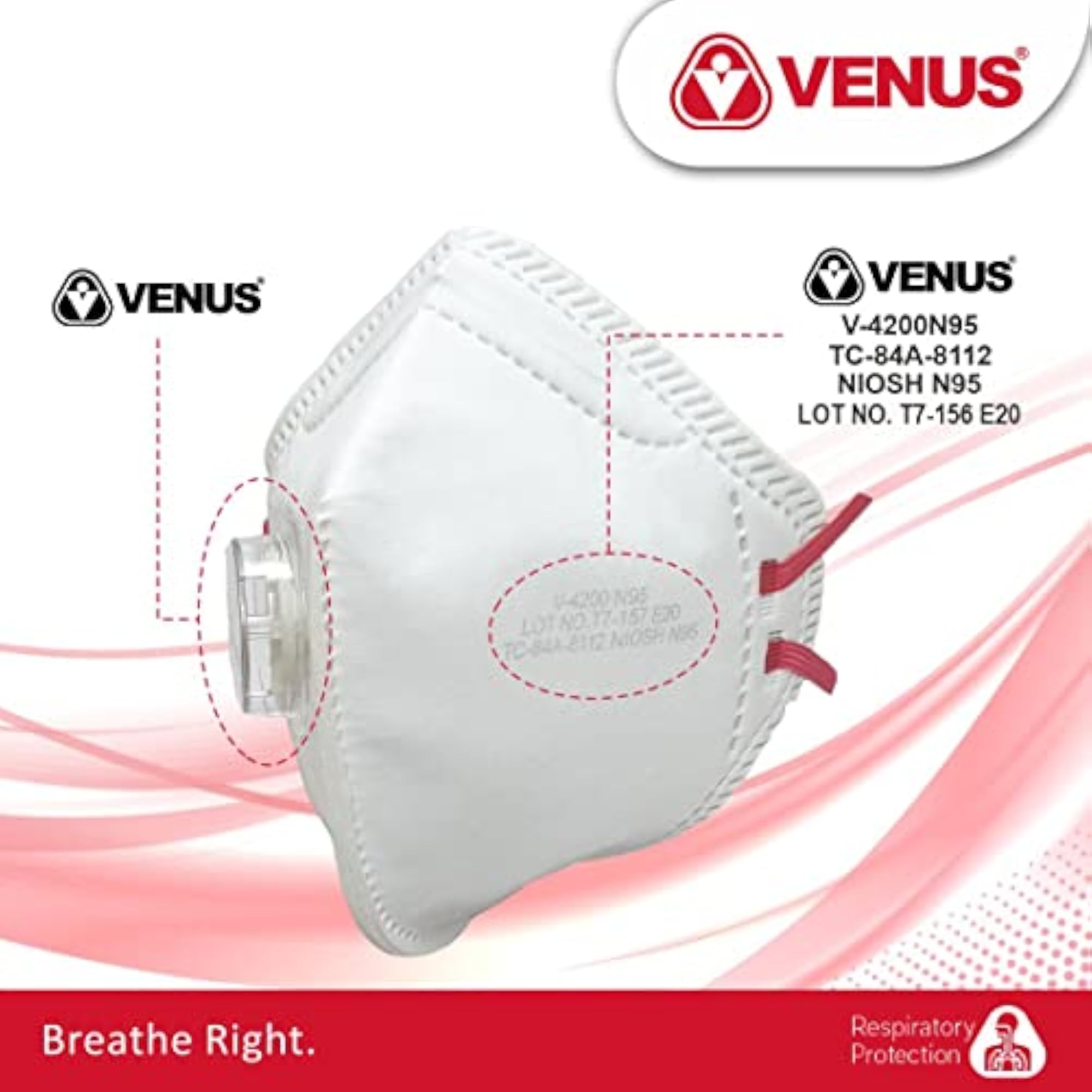 V-4200 N95 Face Mask, Pack of 5