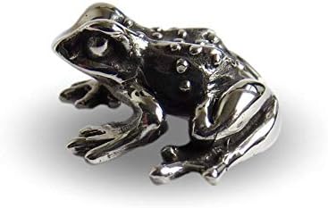 Tiny frog figurine, solid hallmarked sterling silver animal ornament
